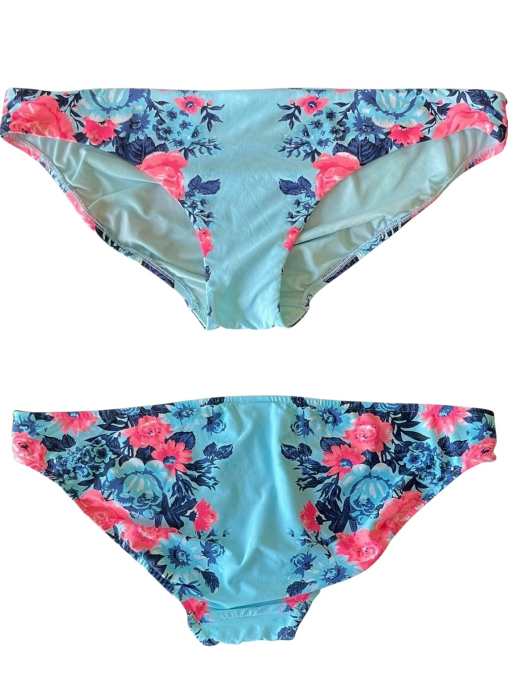 Seafolly Blue/Pink Floral Bella Rose Hipster Bikini Bottom (L)